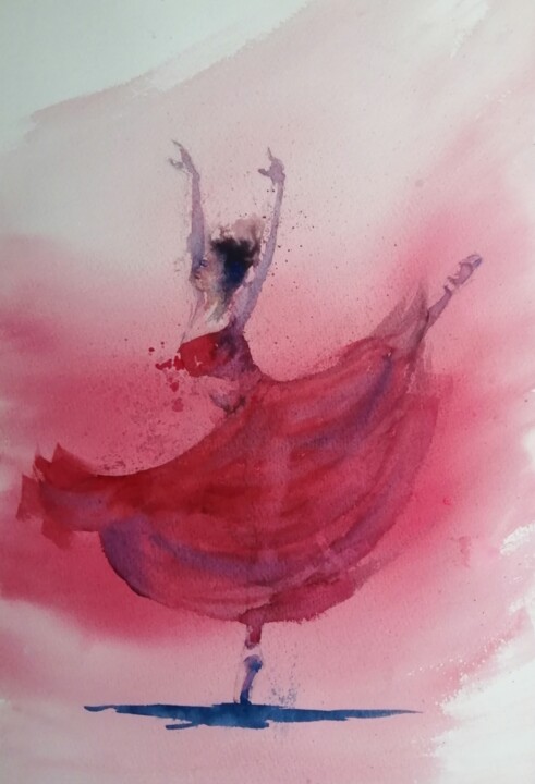 Peinture intitulée "ballet dancer 5" par Giorgio Gosti, Œuvre d'art originale, Aquarelle