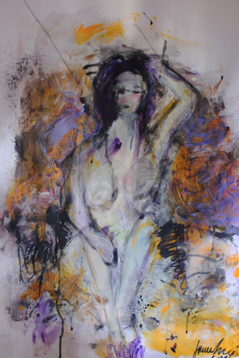 Malerei mit dem Titel "Donna pensante" von Giovanna Crescenzi, Original-Kunstwerk, Acryl