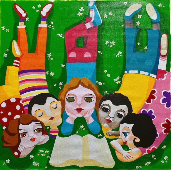 Pintura intitulada "LE AMICHE" por Giuliano Auriti, Obras de arte originais, Acrílico Montado em Armação em madeira