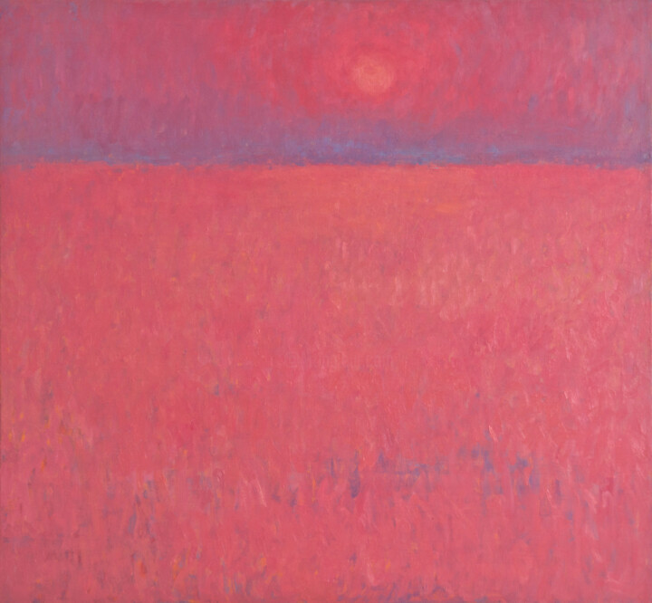 Painting titled "Red Sunset" by Glib Franko, Original Artwork, Oil