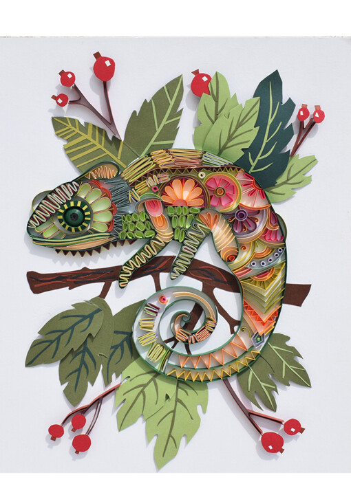 雕塑 标题为“Chameleon art” 由Glimpsecraft Priyanka, 原创艺术品, 纸