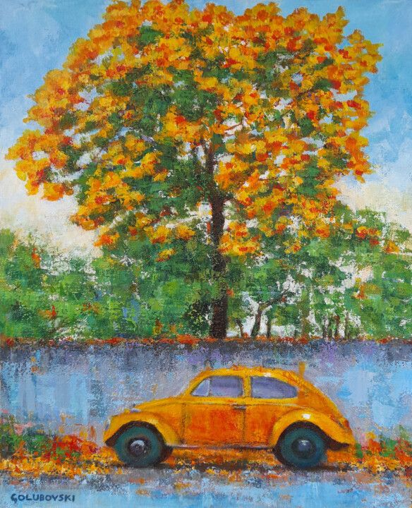 Schilderij getiteld "volkswagen beetle" door Nikola Golubovski, Origineel Kunstwerk, Acryl