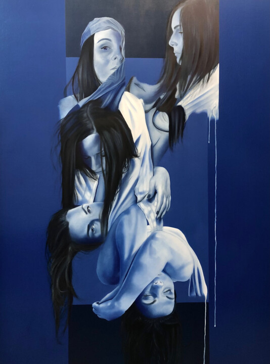 Painting titled "Blueness" by Ignác Godó, Original Artwork, Oil