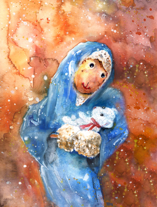 Malarstwo zatytułowany „The Nativity Accord…” autorstwa Miki De Goodaboom, Oryginalna praca, Akwarela