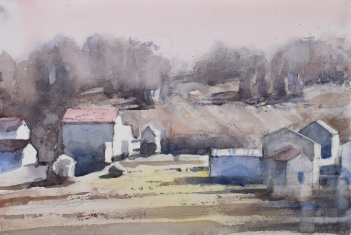 绘画 标题为“Village in long sha…” 由Goran Žigolić (watercolors), 原创艺术品, 水彩