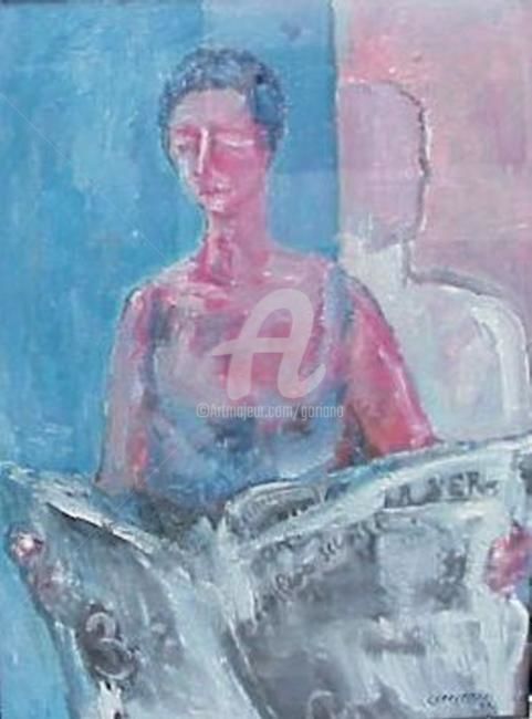 Ζωγραφική με τίτλο "donna e notizie" από Bruno, Αυθεντικά έργα τέχνης, Λάδι