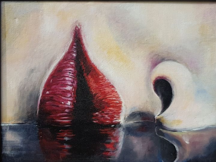 Painting titled "W 1" by Małgorzata Mikułowska, Original Artwork, Oil