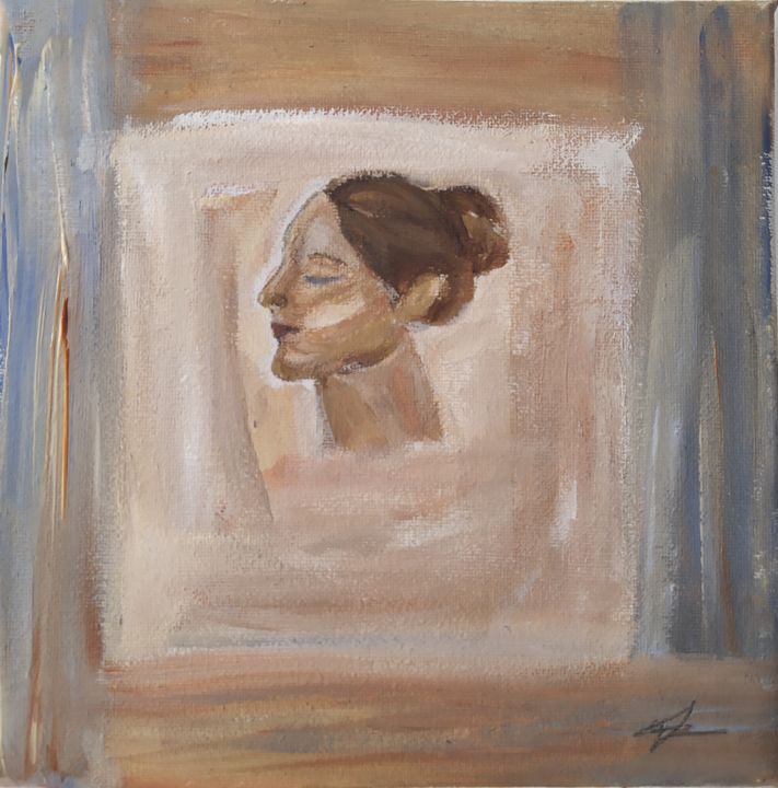 Pittura intitolato "Profil d'une femme" da Grâce Gmac, Opera d'arte originale, Acrilico