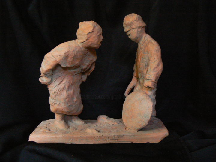 Sculpture titled "PLOGOFF" by Venner Fanch, Original Artwork, Terra cotta