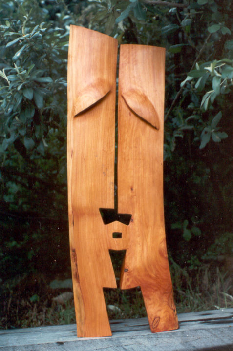 Sculpture titled "The Kiss." by Grant Preston, Original Artwork, Wood