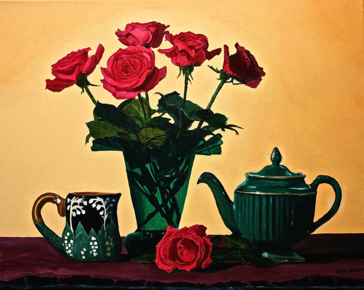 绘画 标题为“Tea Roses” 由Gray Jacobik, 原创艺术品