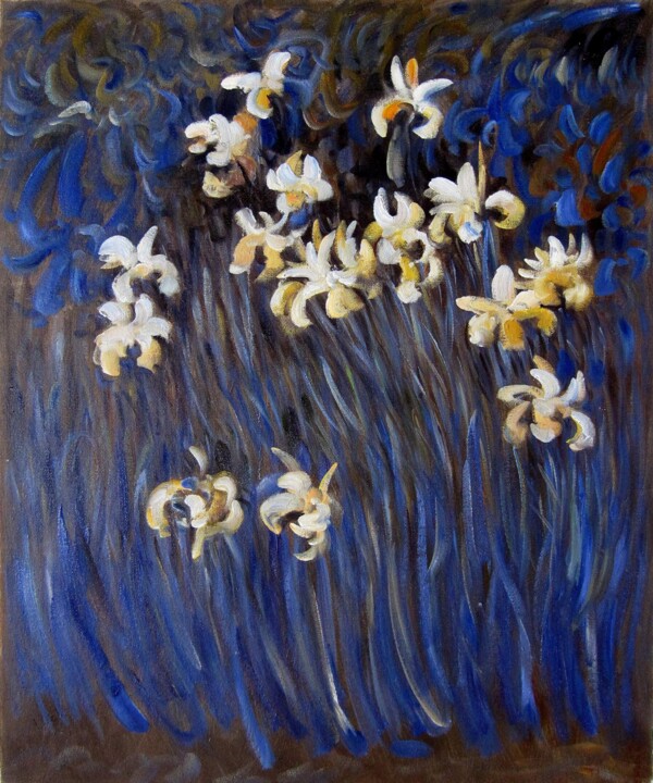 Pintura titulada "Irises 001" por Greg Leander, Obra de arte original, Oleo Montado en Bastidor de camilla de madera