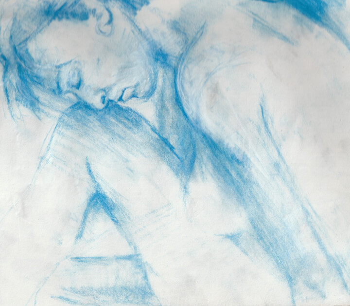 Dibujo titulada "etude bleue" por Grégory Geng, Obra de arte original, Lápiz