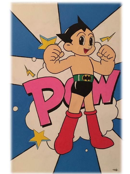 Painting titled "AstroBoy - POw" by Gregory Goux, Original Artwork, Acrylic