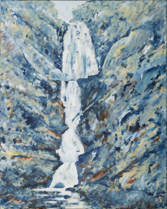 Картина под названием "Wasserfall" - Gregor Stäuble, Подлинное произведение искусства, Акрил