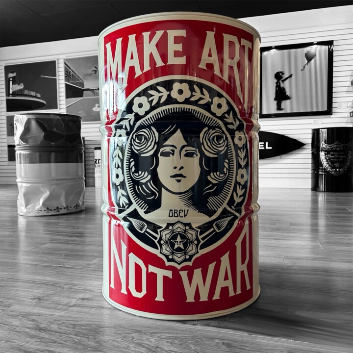 Скульптура под названием "Make art not war Can" - Guillaume Anthony, Подлинное произведение искусства, Металлы