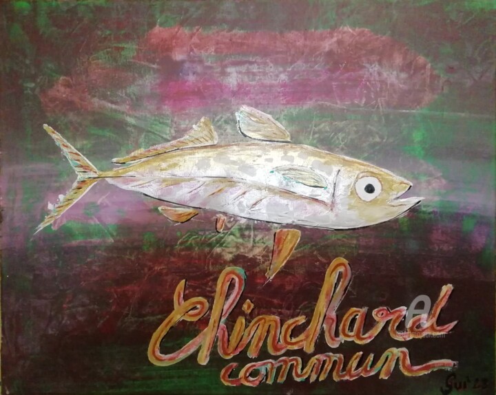 제목이 ""Chinchard commun"…"인 미술작품 Guillaume Bodin (Gui²)로, 원작, 아크릴 나무 들것 프레임에 장착됨