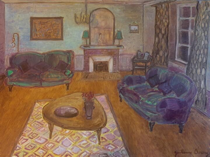 Malerei mit dem Titel "Le salon" von Guillaume Chapuy, Original-Kunstwerk, Öl