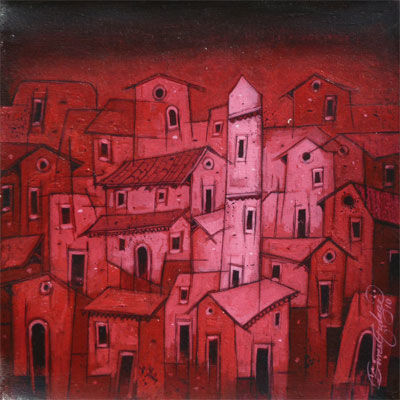 "Red Village" başlıklı Tablo Gulage tarafından, Orijinal sanat