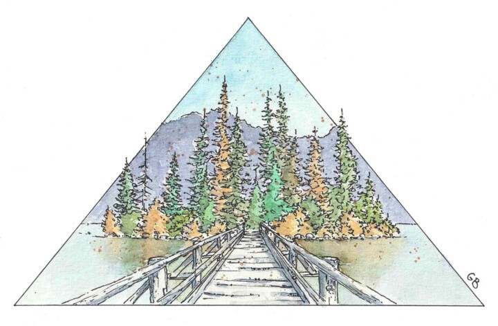 Картина под названием "Pyramid Island" - Gurvan Beubry, Подлинное произведение искусства, Акварель