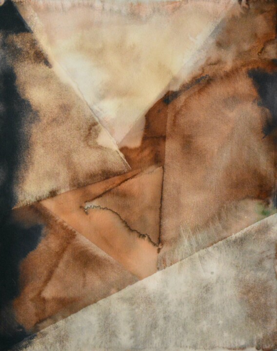 Ζωγραφική με τίτλο "Brown Rectangles (R…" από Gustavo Adolfo Díaz Sánchez (El Gus), Αυθεντικά έργα τέχνης, Μελάνι