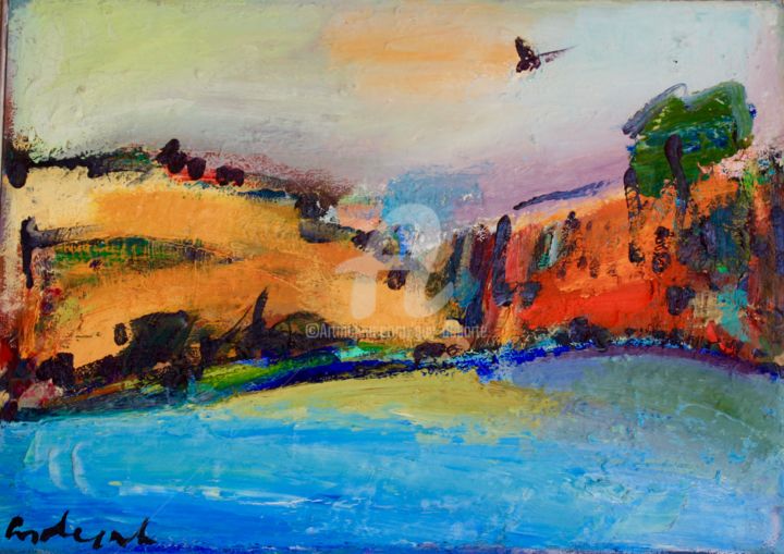 Painting titled "paysage" by Guy Departe, Original Artwork