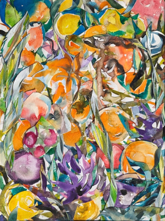 Peinture intitulée "Flower Power" par Guy Sroka, Œuvre d'art originale, Aquarelle