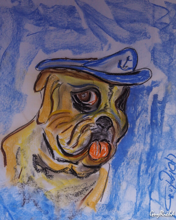 Dessin intitulée "marin-autoportrait.…" par Guyrichd, Œuvre d'art originale, Pastel