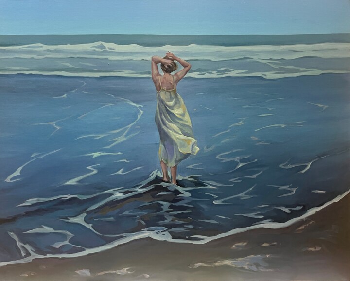 Pintura titulada "Pacific Ocean . Gir…" por Guzel Min, Obra de arte original, Oleo