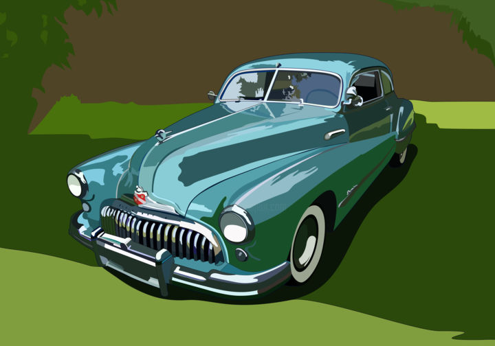 제목이 "Buick 1948"인 디지털 아트 Mogyorogyozo로, 원작, 디지털 페인팅