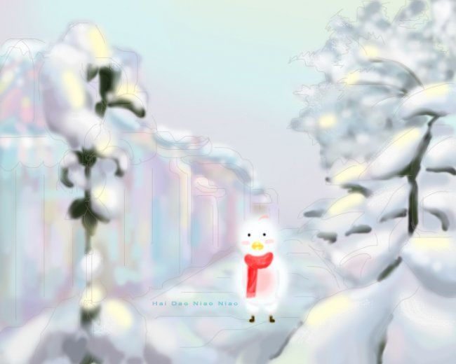 Painting titled "雪" by Hai Dao Niao Niao, Original Artwork