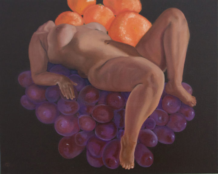 Painting titled "Plenty" by Danielle Hameleers, Original Artwork, Oil Mounted on Wood Stretcher frame