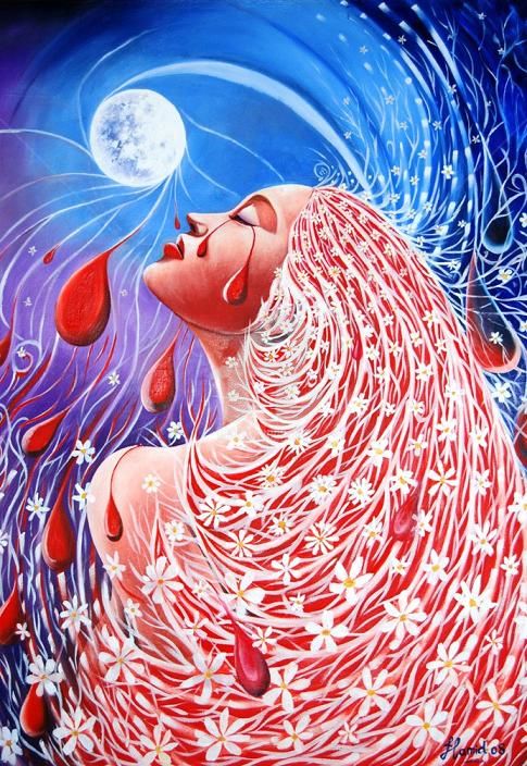 Картина под названием "Women Tears" - Hamid Bouteldja, Подлинное произведение искусства