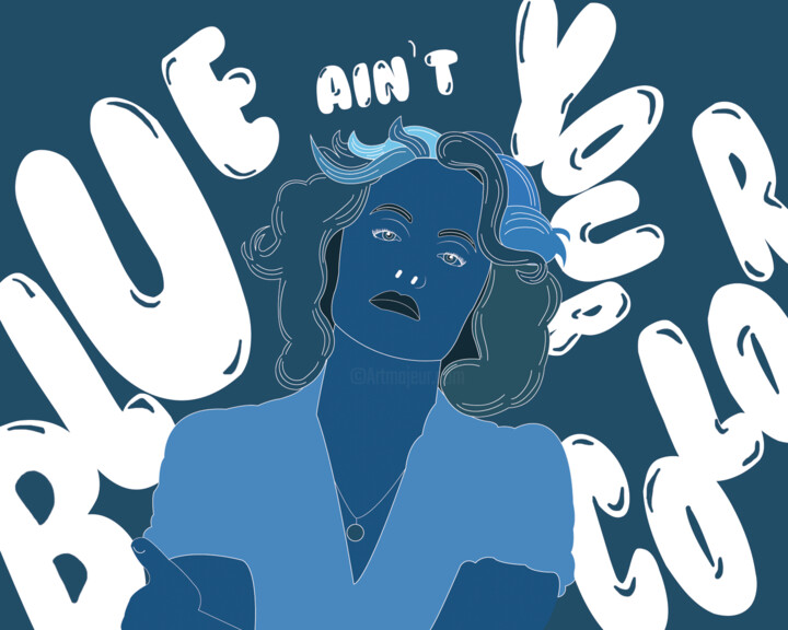 Digitale Kunst getiteld "Blue ain't your col…" door Hamna Shahid, Origineel Kunstwerk, 2D Digital Work