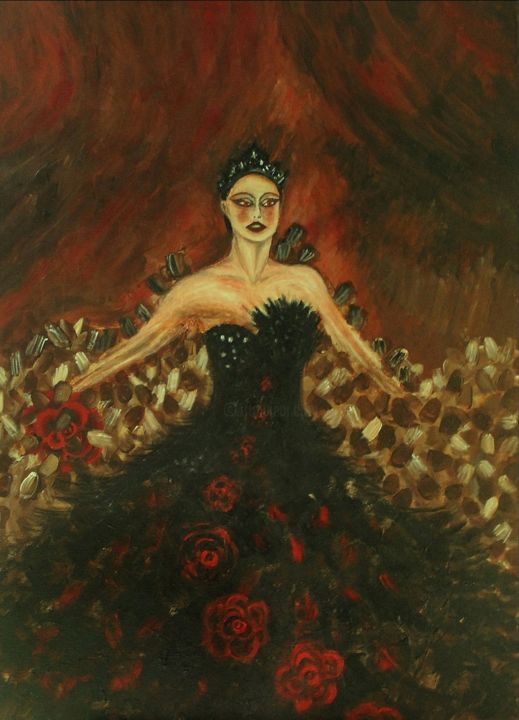 Schilderij getiteld "Black Swan" door Hana Agić, Origineel Kunstwerk, Acryl