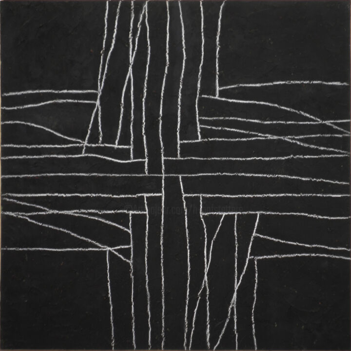 Drawing titled "Kreuz Verflechtung" by Hannes Hofstetter, Original Artwork, Chalk