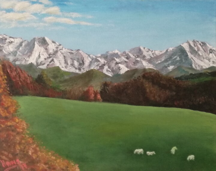 Malarstwo zatytułowany „Pyrenean mountains…” autorstwa Hans Dutch Artist, Oryginalna praca, Olej