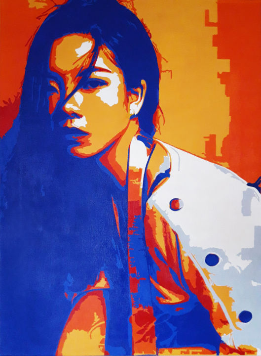 Malerei mit dem Titel "Asian Girl 5" von Obrazdwa, Original-Kunstwerk, Acryl