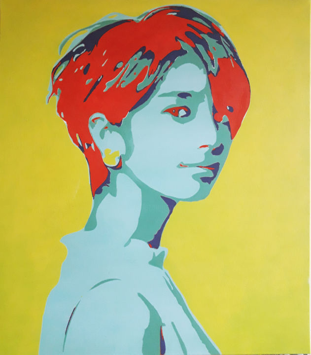 Malerei mit dem Titel "Asian Girl 7" von Obrazdwa, Original-Kunstwerk, Acryl