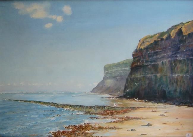 Картина под названием "Saltburn Cliffs" - Bil Harley, Подлинное произведение искусства