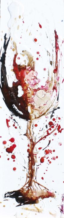 Painting titled "Verre de vin de la…" by Stéphane Hauton (O), Original Artwork, Ink