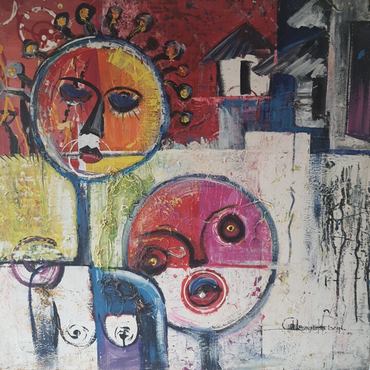 Schilderij getiteld "Loving mother" door Havana Jallon, Origineel Kunstwerk, Olie