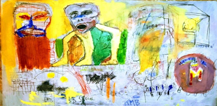 Malerei mit dem Titel "Club area👾" von Hector O'Kanin, Original-Kunstwerk, Sprühfarbe