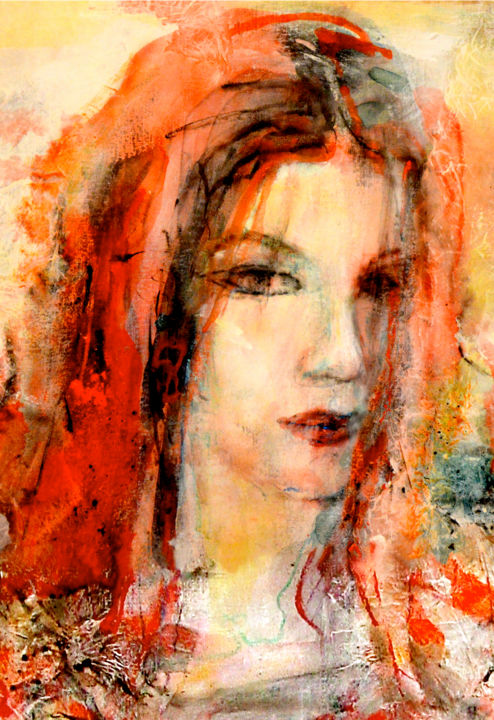 Pintura titulada ""Lady in Red"" por Hein Kocken, Obra de arte original