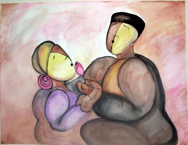 Painting titled "A loving relationsh…" by Helen Rivera, Original Artwork