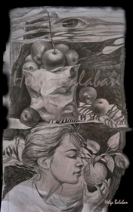 Drawing titled ""The Forbidden frui…" by Helga Balaban, Original Artwork, Pencil