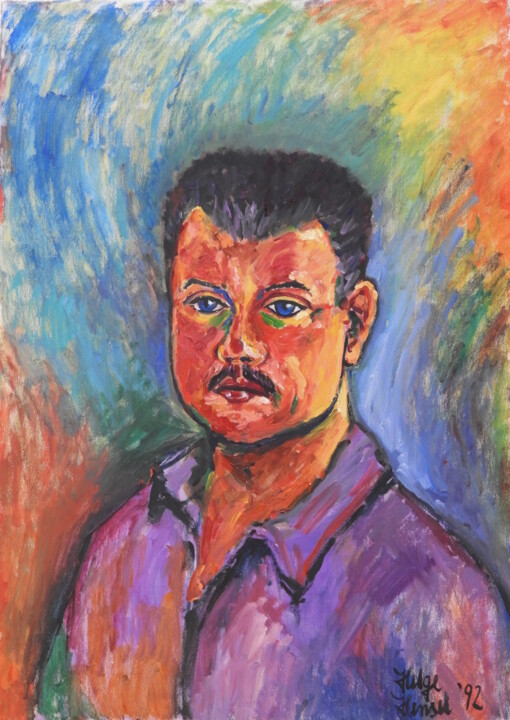 Pintura intitulada "Self-Portrait" por Helge Hensel, Obras de arte originais, Óleo