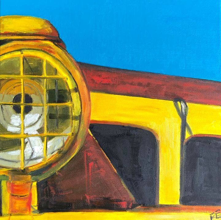 Painting titled "Détail de train" by Frédérique Cretin (Fé), Original Artwork, Oil