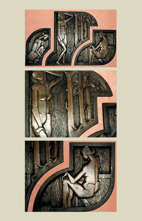 Sculpture titled "Triptychon Morgen M…" by Helmut Hoedlmozer, Original Artwork, Metals