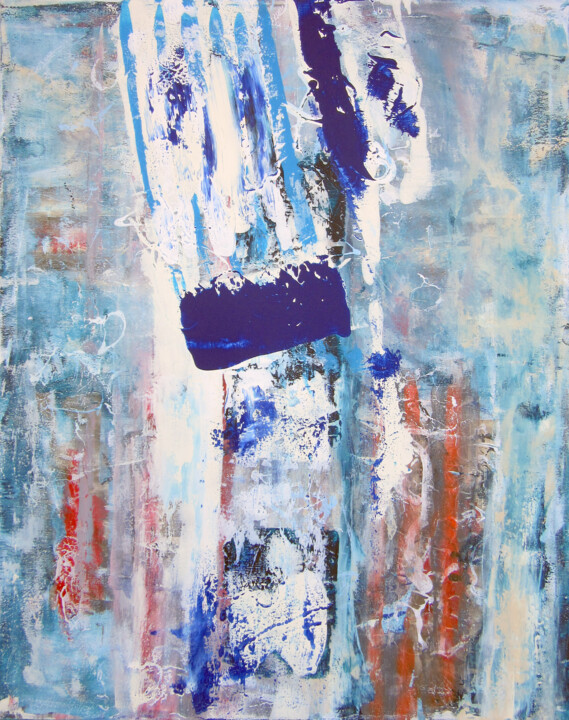 Картина под названием "The Blue Wonder" - Helmut Pfeiffer, Подлинное произведение искусства, Акрил Установлен на Деревянная…